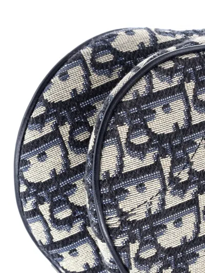 Pre-owned Dior Saddle Handbag Oblique Canvas Mini Shoulder Bag In Blue