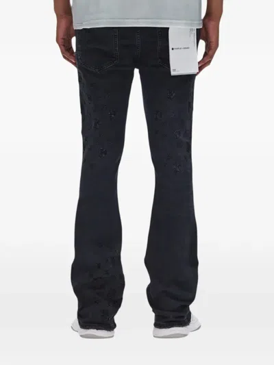 Purple Brand Flared Leg Beaded Monogram Jeans In Black In Blue