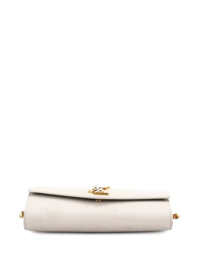 Pre-owned Saint Laurent Uptown Chain Wallet Leather Crossbody Bag In Neutral