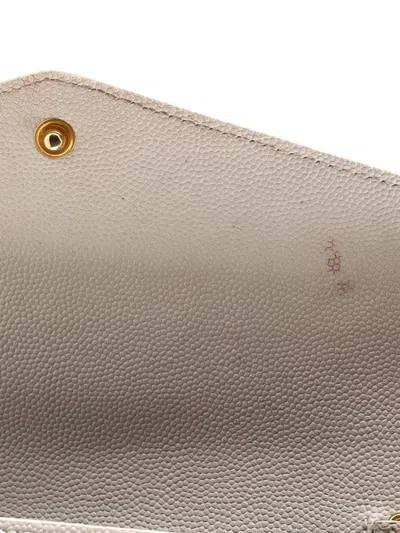 Pre-owned Saint Laurent Uptown Chain Wallet Leather Crossbody Bag In Neutral