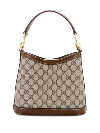 Pre-owned Gucci Retro Interlocking G Gg Coated Canvas Hobo Bag In Brown