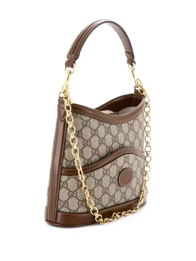 Pre-owned Gucci Retro Interlocking G Gg Coated Canvas Hobo Bag In Brown