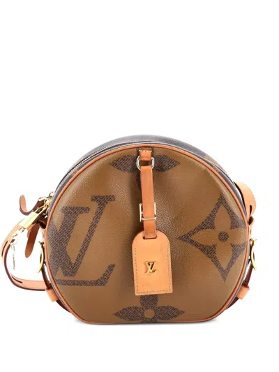 Pre-owned Louis Vuitton Boite Chapeau Souple Bag Reverse Monogram Giant Shoulder Bag In Brown