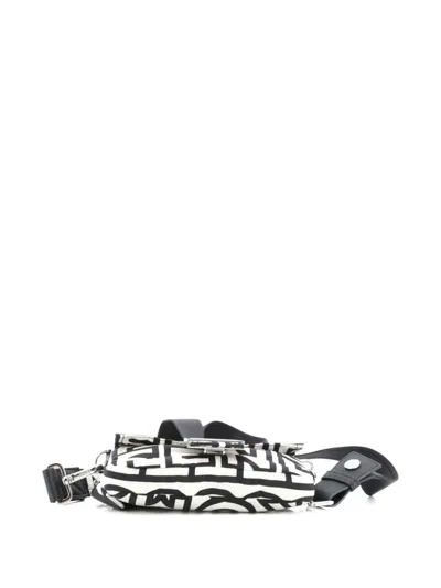 Pre-owned Fendi X Marc Jacobs Baguette Nm Bag Printed Nylon Shoulder Bag In Black