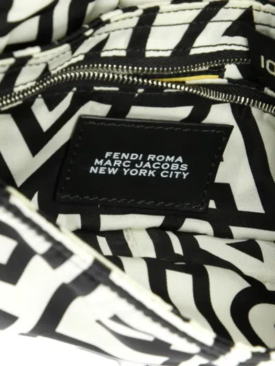 Pre-owned Fendi X Marc Jacobs Baguette Nm Bag Printed Nylon Shoulder Bag In Black