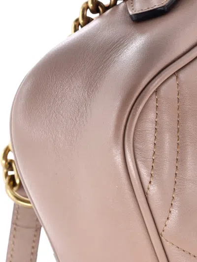 Pre-owned Gucci Gg Marmont Shoulder Bag Matelasse Leather Small Crossbody Bag In Neutral