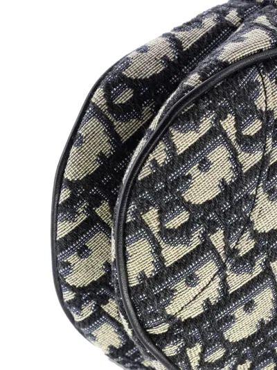 Pre-owned Dior Saddle Handbag Oblique Canvas Mini Shoulder Bag In Blue