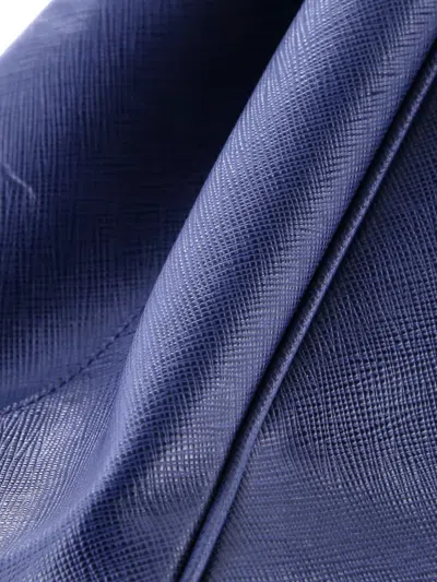 Pre-owned Prada Galleria Double Zip Saffiano Leather Large Tote Bag In Blue