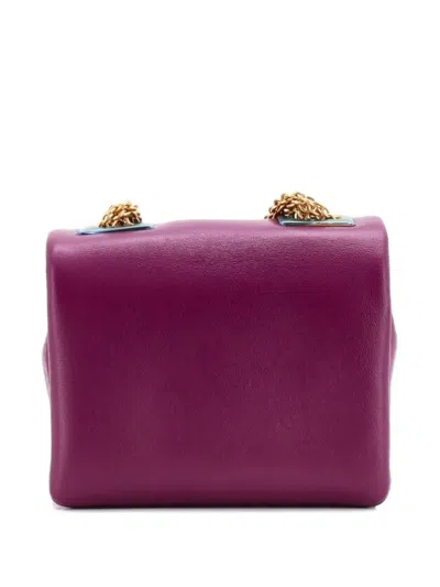 Pre-owned Valentino Garavani One Stud Chain Flap Bag Leather Micro Crossbody Bag In Purple