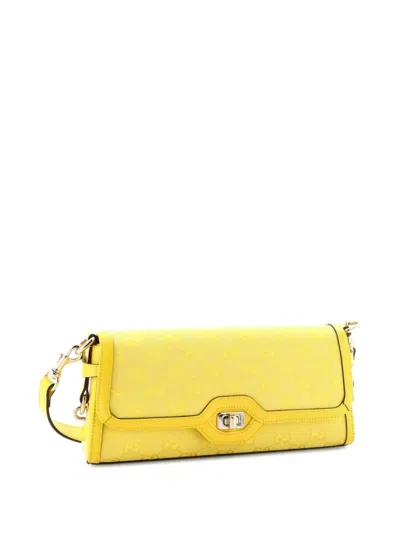 Pre-owned Gucci Luce Canvas Small Shoulder Bag In Yellow
