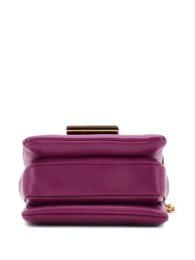 Pre-owned Valentino Garavani One Stud Chain Flap Bag Leather Micro Crossbody Bag In Purple
