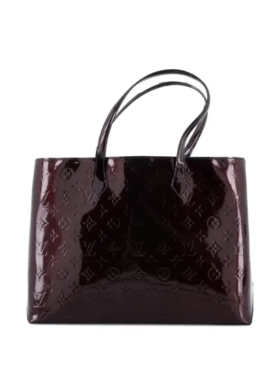 Pre-owned Louis Vuitton Wilshire Handbag Monogram Vernis Mm Tote Bag In Red