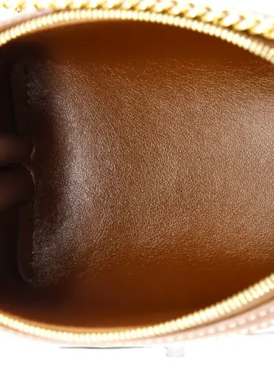 Pre-owned Celine Cuir Triomphe Zip Around Chain Clutch Leather Crossbody Bag In Brown