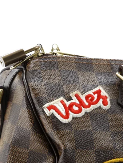 Pre-owned Louis Vuitton Speedy Bandouliere Bag Limited Edition Patches Damier 30 Satchel In Brown