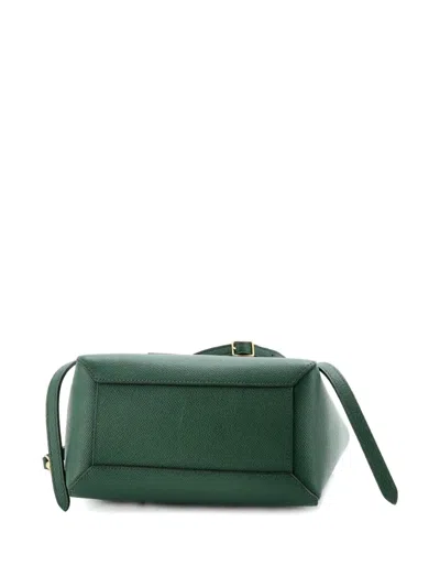 Pre-owned Celine Belt Bag Textured Leather Nano Shoulder Bag In Green