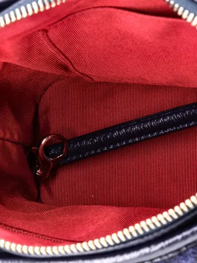 Pre-owned Chanel Gabrielle Logo Hobo Tweed And Calfskin Small Shoulder Bag In Blue