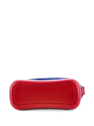 Pre-owned Chanel Gabrielle Quilted Suede Small Hobo Bag In Blue