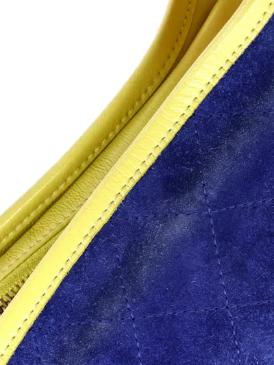 Pre-owned Chanel Gabrielle Quilted Suede Small Hobo Bag In Blue