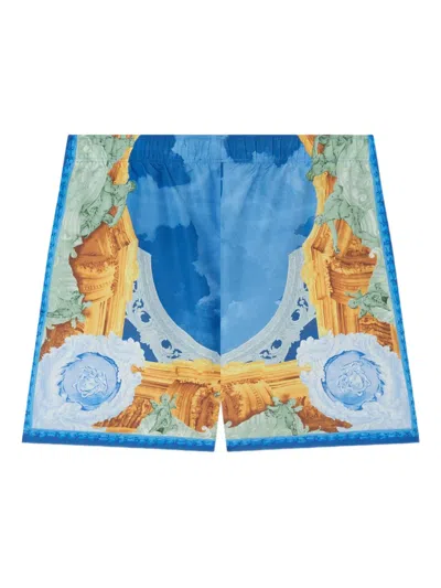 Versace Printed Swim Shorts In Blue