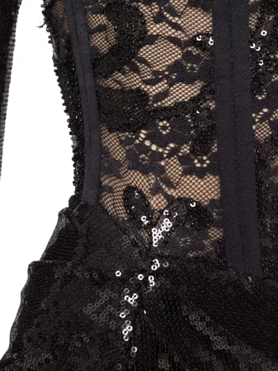 Nissa Sequin Lace Maxi Dress In Black