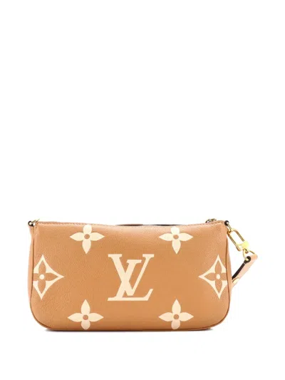 Pre-owned Louis Vuitton Multi Pochette Accessoires Bicolor Monogram Empreinte Giant Large Pouch In Neutral