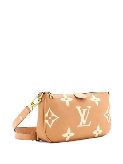 Pre-owned Louis Vuitton Multi Pochette Accessoires Bicolor Monogram Empreinte Giant Large Pouch In Neutral