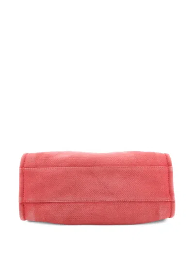 Pre-owned Chanel Deauville Canvas Medium Tote Bag In Red