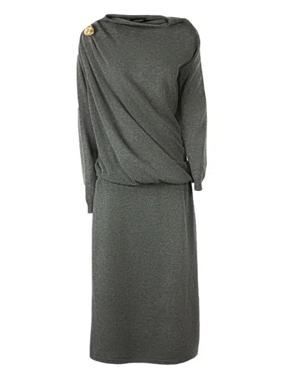 Fabiana Filippi Long-sleeve Midi Dress In Gray