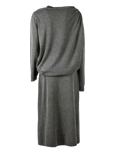 Fabiana Filippi Long-sleeve Midi Dress In Gray