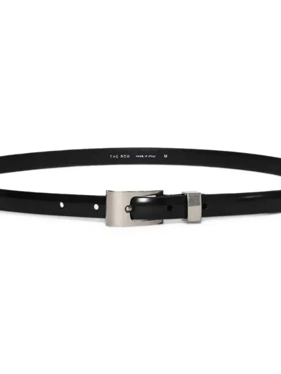 The Row Silver-tone Buckle Downtown Belt In Black