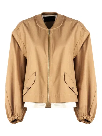 Fabiana Filippi Round-neck Bomber Jacket In Brown