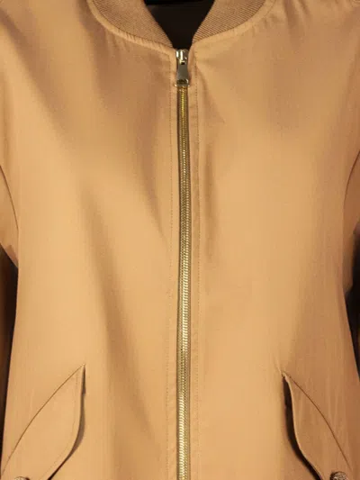 Fabiana Filippi Round-neck Bomber Jacket In Brown