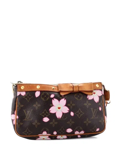 Pre-owned Louis Vuitton Pochette Accessoires Limited Edition Cherry Blossom Monogram Clutch Bag In Brown