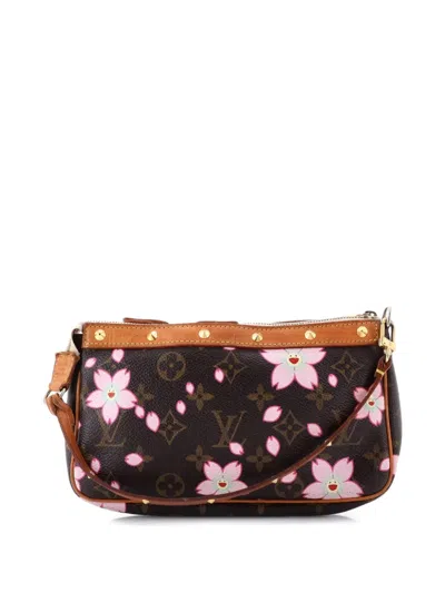 Pre-owned Louis Vuitton Pochette Accessoires Limited Edition Cherry Blossom Monogram Clutch Bag In Brown