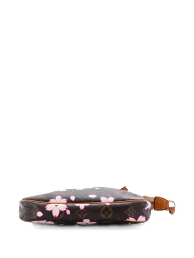 Pre-owned Louis Vuitton Pochette Accessoires Limited Edition Cherry Blossom Monogram Clutch Bag In Brown
