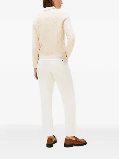 Tommy Hilfiger Cable-knit Logo-detail Sweater In Neutral