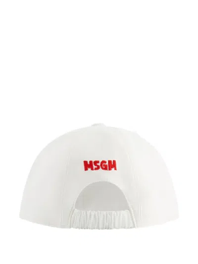 Msgm Logo-embroidered Baseball Cap In White