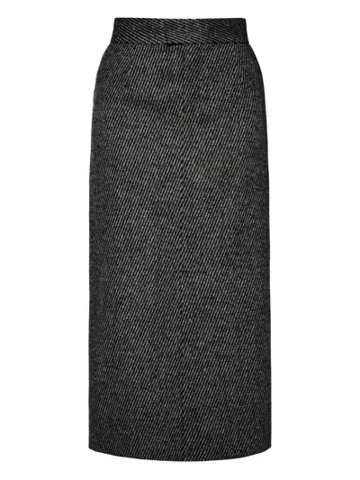 Anouki Slit-detail Midi Skirt In Gray