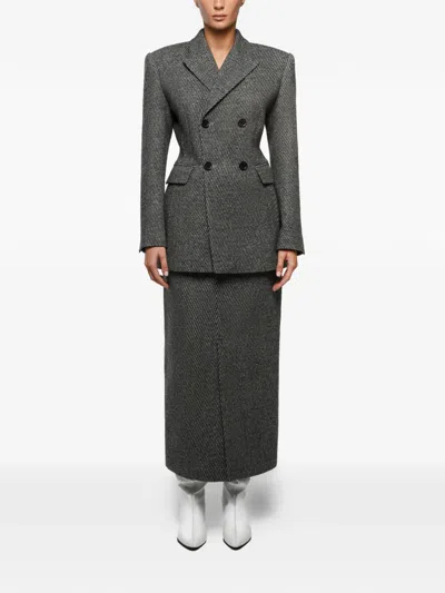 Anouki Slit-detail Midi Skirt In Gray