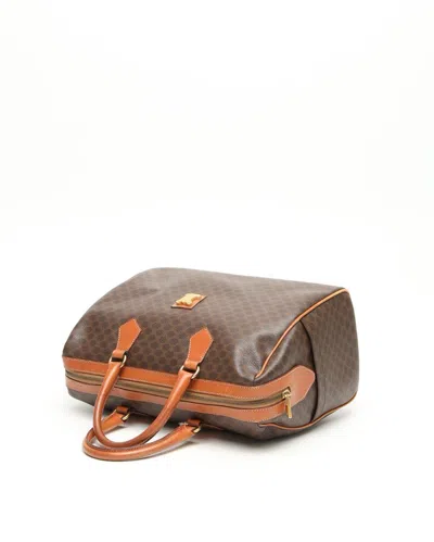 Celine Céline Triomphe Macadam Boston Bag In Brown