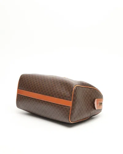 Celine Céline Triomphe Macadam Boston Bag In Brown