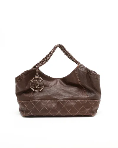 Pre-owned Chanel Cc Caviar Coco Cabas Hobo Bag In Brown