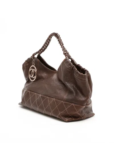 Pre-owned Chanel Cc Caviar Coco Cabas Hobo Bag In Brown