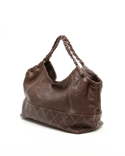 Pre-owned Chanel Cc Caviar Coco Cabas Hobo Bag In Brown