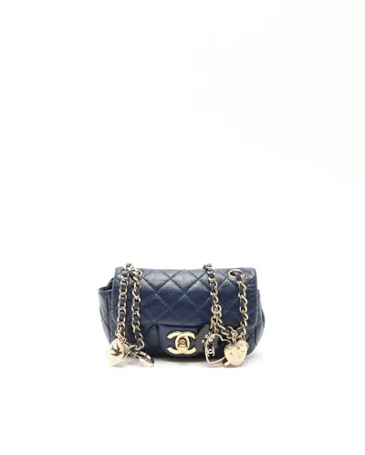 Pre-owned Chanel Mini Valentine Charms Flap Bag In Blue