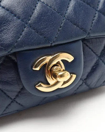 Pre-owned Chanel Mini Valentine Charms Flap Bag In Blue