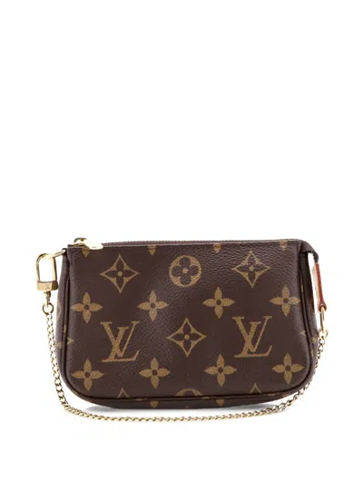 Pre-owned Louis Vuitton Pochette Accessoires Monogram Canvas Mini Clutch Bag In Brown
