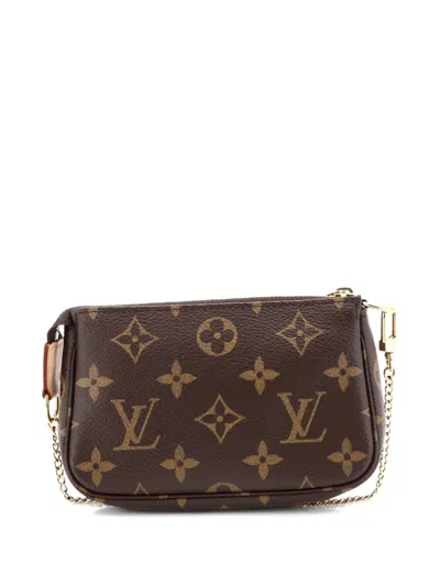 Pre-owned Louis Vuitton Pochette Accessoires Monogram Canvas Mini Clutch Bag In Brown