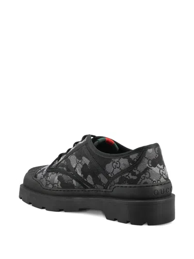Gucci Gg Patterned Lace-up Sneakers In Black