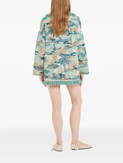 Alanui Lost In The Blue Fringed Cardigan In Blue